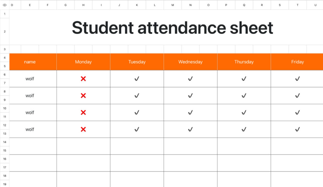 Student attendance sheet 13 1